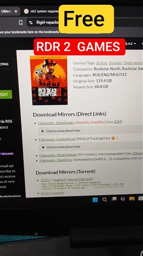 RDR 2 FREE DOWNLOAD #pcgames
