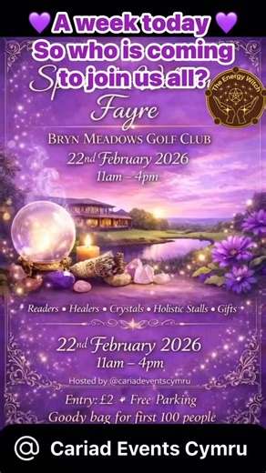 ✨ Spiritual & Wellbeing Fayre – Bryn Meadows Golf Club ✨ https://facebook.com/events/s/spiritual-wellbeing-fayre/1642274870551647/ 📅 Sunday 22nd February 2026 🕚 11am – 4pm 📍 Bryn Meadows Golf Club Step into a day of magic, relaxation, and inspiration at the beautiful Bryn Meadows Golf Club. 🌿💫 Discover a wide variety of stalls including: 🔮 Psychic & tarot readings 💎 Crystals, jewellery & spiritual gifts 🌸 Holistic therapies & treatments 🕯️ Handmade crafts, candles & more Whether you’re 
