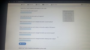 Match the Turtle Graphics description to the code.How do you ... | Filo