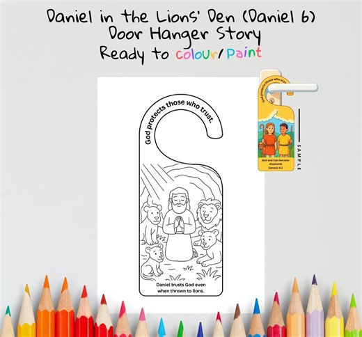 Daniel & the Lions’ Den Kids Bible Craft Door Hanger | Daniel 6 Activity | Christian Printable | Bible Story Coloring Craft - Etsy