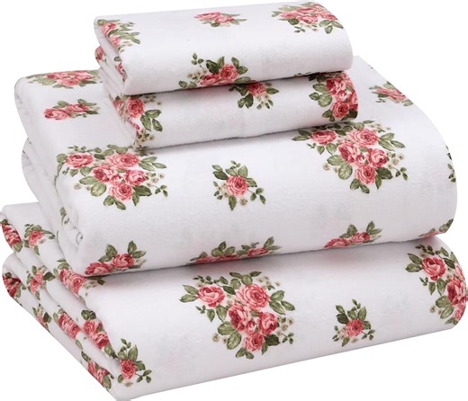 RUVANTI Flannel Sheets Full Size - 100% Cotton Double Brushed Bed Sheets Set, Deep Pockets 16 Inches, All Seasons Breathable & Extra Soft Full Sheets, Warm & Cozy, 4 Piece, Bali
