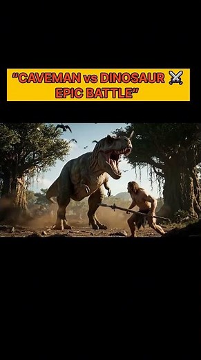 “Epic Caveman vs Dinosaur Battle 🦖⚔️ | Cinematic Prehistoric Showdown”
