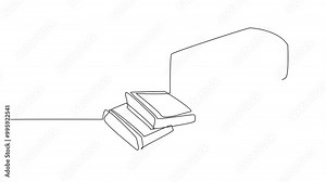 Animation of single one line drawing pound cake with vanilla cream topping, some of has been cut. Delicious food. National Pound Cake Day. Continuous line self drawing animated. Full length motion