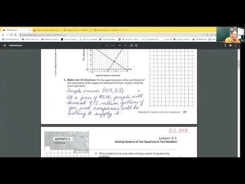 Algebra 2 Lesson 3-1 SpringBoard Solving Systems of Two Equations in Two Variables pp. 1-3 #1-7c.