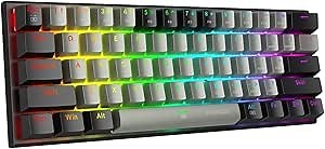 E-YOOSO 60% Wired Mechanical Gaming Keyboard, RGB Backlit Ultra-Compact 61 Keys Hot Swappable Mini Waterproof Wired Office Keyboard with Red Switches for Windows, Mac OS Gamers (Grey Black)