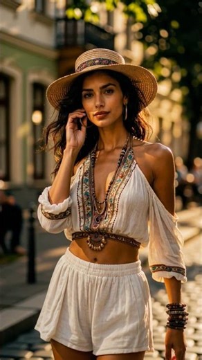 White Summer Set & Straw Hat #AIFashion #BohoChic #aibeauty