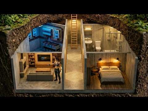Off-Grid Solar Survival Build — Hidden Cabin She Built Alone ⚡ASMR Construction