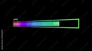 Looped gradient loading bar animation against black background. Stock Video