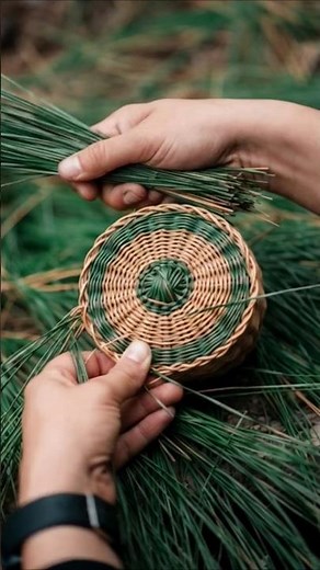 pine needles hand made basket