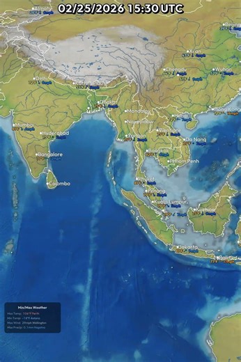 India & Southeast Asia 24 Hour Satellite Weather | February 25, 2026 #shorts