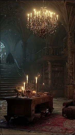 The Ghostly Library: 👻 Spooky Fireplace and Ethereal Whispers Ambience