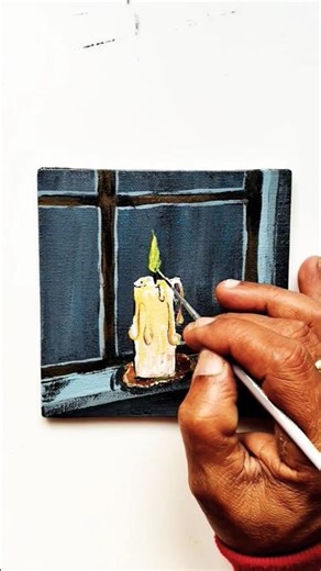 easy Acrylic candle painting #new #art #acrylicpainting #shortfeed #latest #trending #music