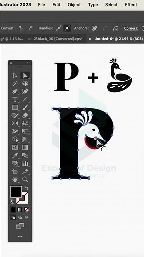 Creative P + Peacock Logo Design Lettermark Logo Concept in Illustrator#expertsofdesign #logodesign