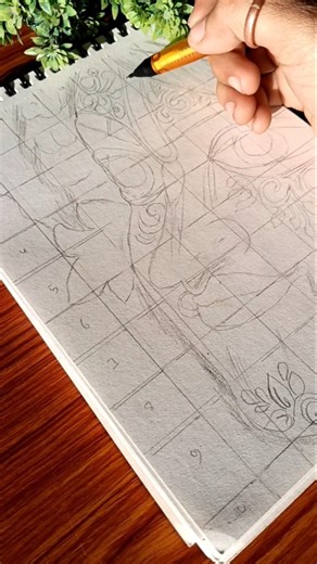 krishna ji drawing outline using grid method ✨💕 #stepbystep #quickdrawing #colordrawing