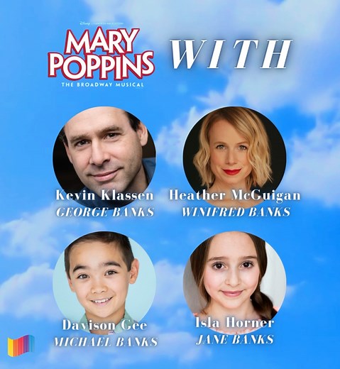 🌟 INTRODUCING THE 2024 CAST OF RAINBOW STAGE’S MARY POPPINS! 🌟 Rainbow Stage is thrilled to release the next batch of cast members for our 2024 productions of Mary Poppins! Tune in tomorrow to meet your final cast members!! ☂️✨ TOP ROW, LEFT TO RIGHT ☂️ Kevin Klassen - GEORGE BANKS ☂️ Heather McGuigan - WINIFRED BANKS BOTTOM ROW ☂️Davison Gee - MICHAEL BANKS ☂️ Isla Horner - JANE BANKS Don’t miss your chance to secure your tickets to Rainbow Stage’s 70th Anniversary Season! Use one of the 3 wa