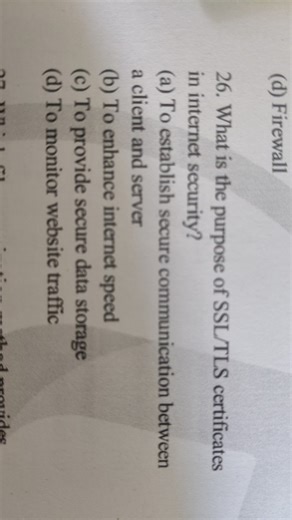What is the purpose of SSL/TLS certificates in internet securit... | Filo
