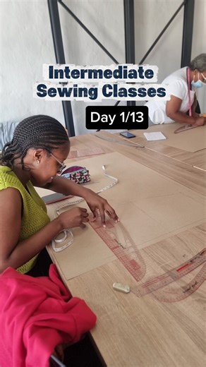Day 1 and students drafted their first pattern for their first sewing projects in their intermediate classes😊.Day 1 and already off to a great start! #sewing #intermediatesewing #pretoria #gauteng