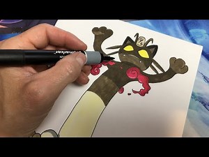 COMMENT DESSINER ET COLORIER LE POKEMON MIAOUSS VMAX GIGAMAX SPEED DRAWING ✍️ Feutres et Crayon