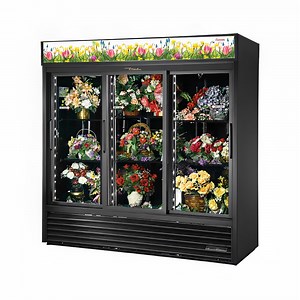 True GDM-69FC-HC-LD 3 Section Floral Cooler w/ Sliding Door - Black, 115v