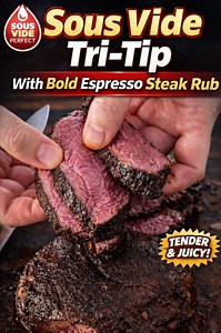 Sous vide tri-tip with bold espresso steak rub