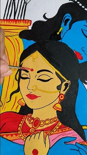 🌸🙏🏻💕How to Draw and Color Shree Ram and Sita Maa | Easy Ram Sita Drawing Step by Step | #shorts #yt