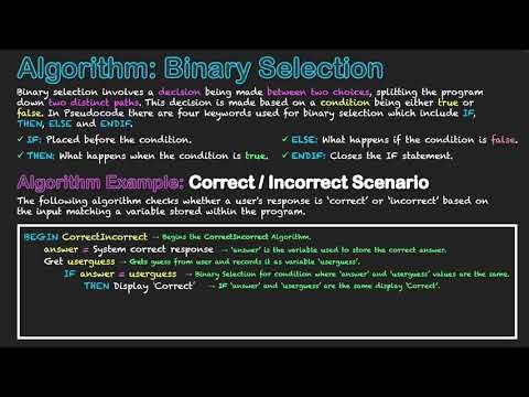 Algorithm: Binary Selection Example
