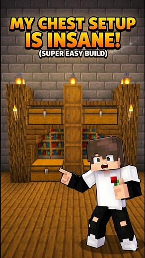 Insane Minecraft chest set-up!🤯how to make storage room 📦🔥 #shorts #storageroom