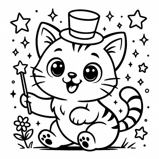 Cute Cat Coloring Pages for Kids - 10 Kitten Coloring Book - 10 Printable Cute Kitten – Relaxing Kawaii - Cat Activity Sheets, Bold and Easy - Etsy