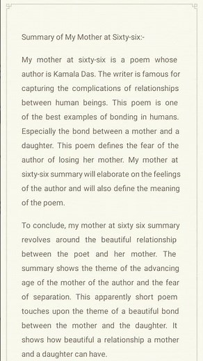 class 12 flamingo poem 1 my mother at sixty six summary | English all chapters #cbse #summary