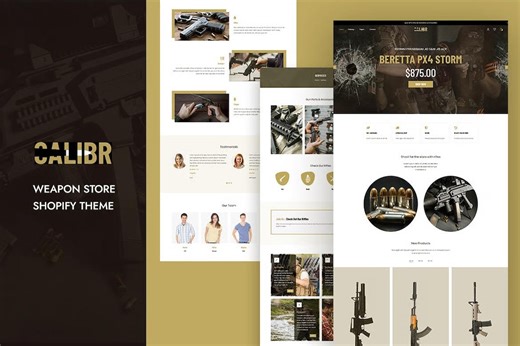 Calibr Weapon Gun Shop Shopify Theme Firearm Tactical Store Single Product Military Defense Website Template - Etsy