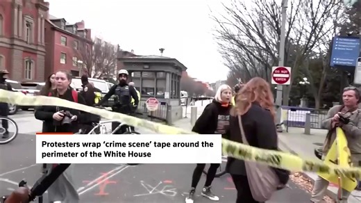 Demonstrators rallied in Washington, D.C., urging Donald Trump to leave office and marked the White House with crime scene tape as part of a nonviolent protest. | Reuters