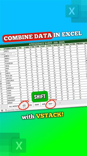 Combine data in One Click| Vstack Function! #shorts #excel