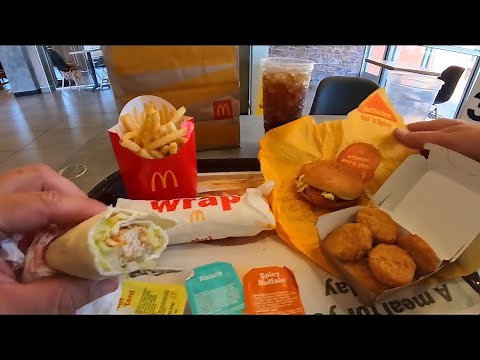 MCDONALD’S POV SNACK WRAP SPICY RANCH MCCHICKEN CHICKEN NUGGETS COKE RELAXING EATING MUCKBANG ASMR