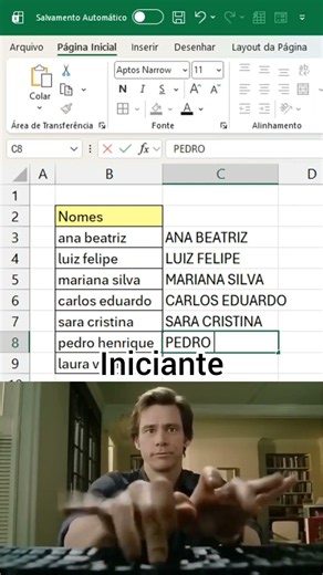 Excel para iniciantes: Transforme minúsculas em maiúsculas