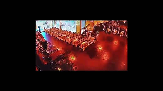 Rowing machine bursts at gym.