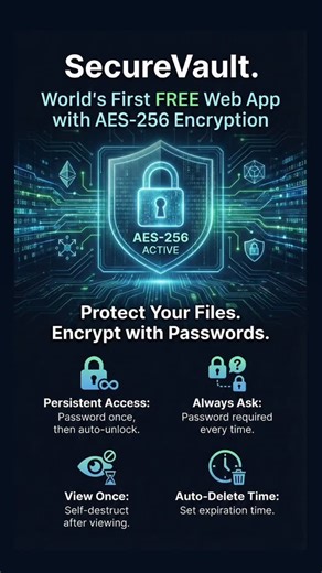 Coralgenz Global on Instagram: "Secure Vault - Introducing the worlds first free online app to protect your files with with passwords with the latest technology of AES-256 protection, the Secure Vault made by the company Coralgenz, In an age where digital privacy is constantly under threat, SecureVault bridges the gap between complex security software and user-friendly accessibility. We believe privacy shouldn’t come with a price tag, which is why we are revolutionizing the industry by offering 