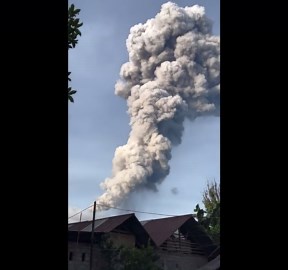 Mount Ibu volcano erupts sending column of ash skywards in Indonesia