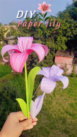 DIY paper lily flower🌸/how to make paper lily#diy #papercraft #paperlily#lily #handmade