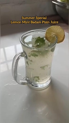 Lemon Mint Summer Cooler Juice | Badam Pisin Refreshing Drink Recipe#shorts