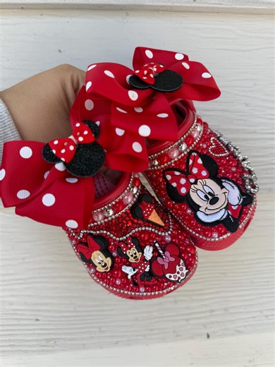 Custom Minnie Mouse Crocs With Detachable Bows - Etsy