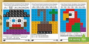 UKS2 Pirate-Themed Mental Calculations Maths Mosaic Worksheets
