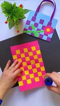 DIY Paper Handbag Craft | Easy Paper Weaving Bag for Kids | Best School Craft Idea#shorts#papercraft