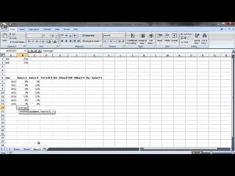 Expected Return and Variance in Excel