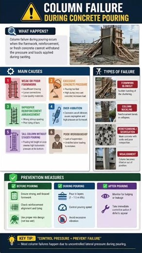 “Column Failure During Concrete Pouring | The Mistake That Can Collapse Everything!”#short.