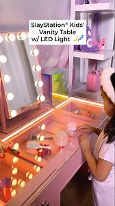 A fun and functional space made just for little ones—the SlayStation Kids' Vanity Table! 🤗🌟 A playful yet practical setup complete with a crystal-clear glass tabletop, LED lighting, and plenty of drawer space! 💝⁠ ⁠ #ImpressionsVanity #SlayStation #MiniVanity #Vanity #KidsVanity | Impressions Vanity Co.