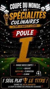 Bienvenue dans la Coupe du Monde des Spécialités Culinaires 2026 ! 🌍⚽🍽️ présentation groupe I