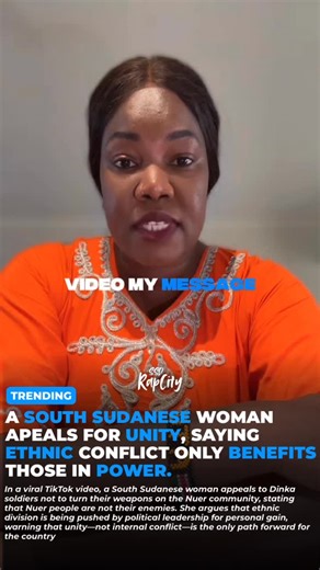SSD RAPCITY | A message calling for unity over division 🇸🇸 The woman urges soldiers to reject ethnic violence and reminds viewers that South Sudan’s... | Instagram
