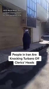 Videos are being shared out of Iran showing protesters knocking turbans off the heads of clerics amid nationwide demonstrations following the death of Mahsa Amini in police custody. #iran #mahsaamini #iranian #iraniantiktok #mahsa_amini #iranprotests2022