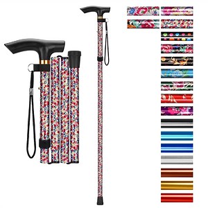 SupreGear Folding Cane, 5-Level Lightweight Collapsible Adjustable Height Walking Stick for Seniors and Adults