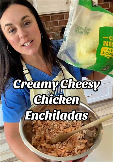 Creamy Cheesy Chicken Enchiladas Recipe with Rotisserie Chicken